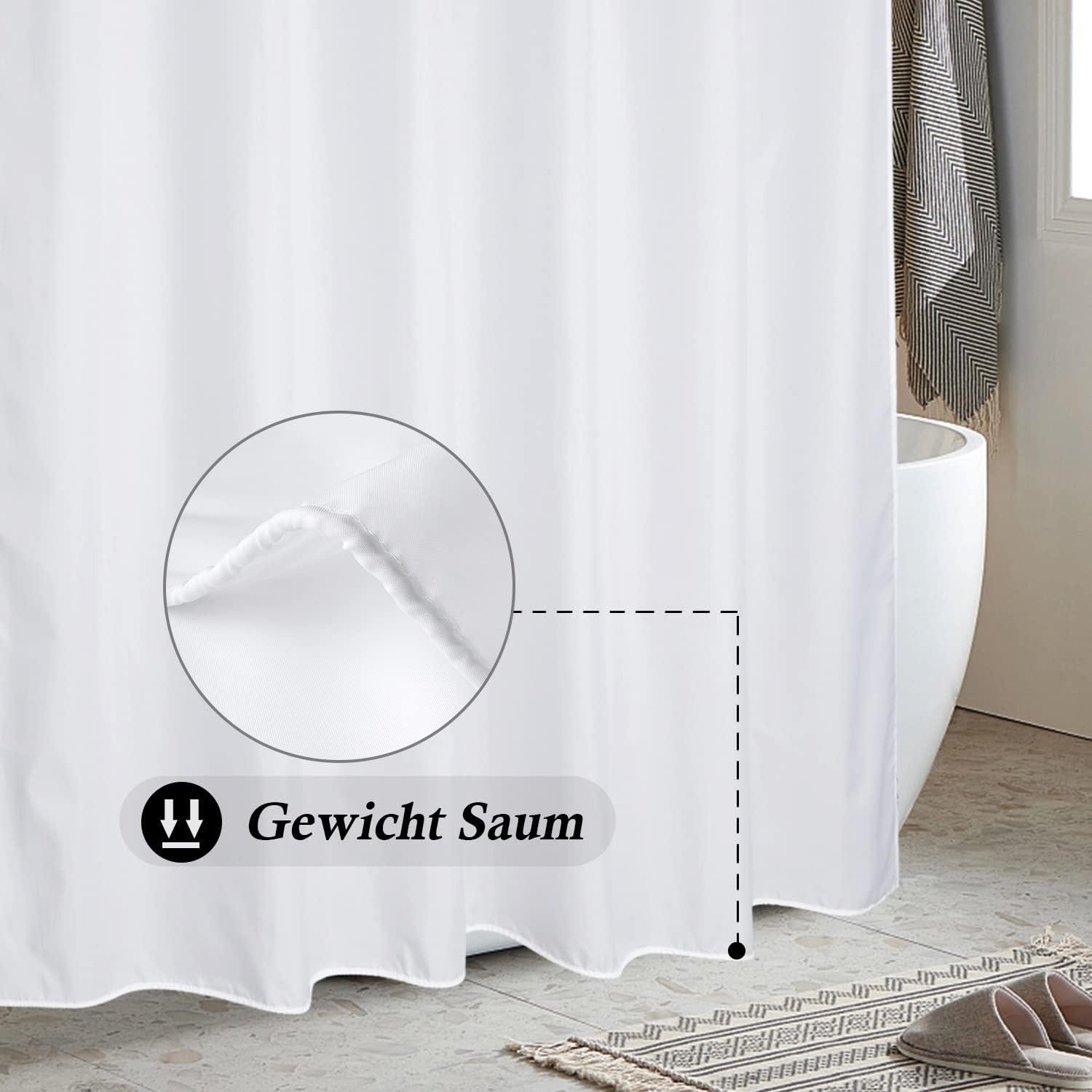 Duschvorhang Textil 200x150cm Weiß Antischimmel Wasserdicht Schnell