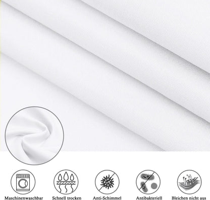 Duschvorhang 200x150 cm Textil Weiß Antischimmel Wasserdicht Schnell Trocknend