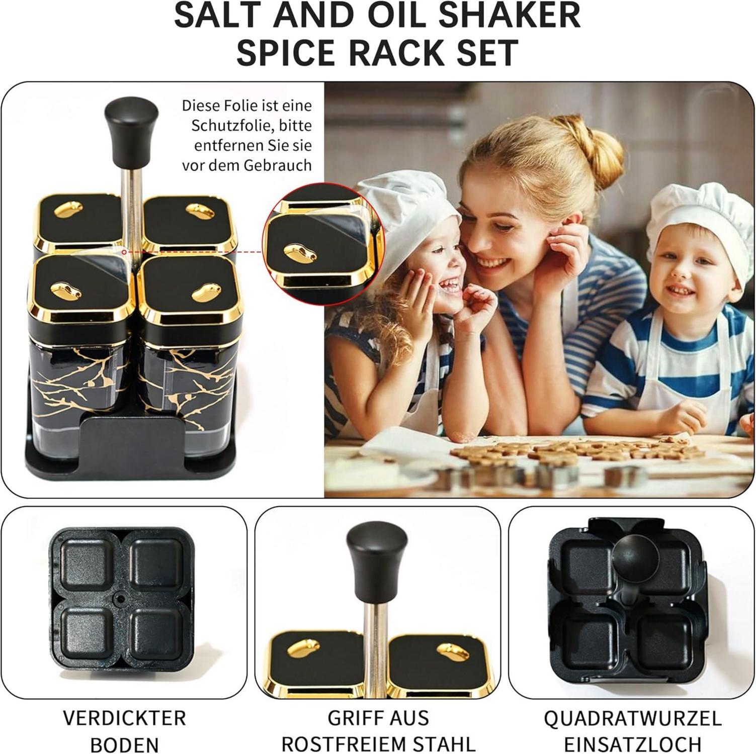 SAEIV 4-teiliges Gewürzgläser Set mit Drehbaren Deckeln