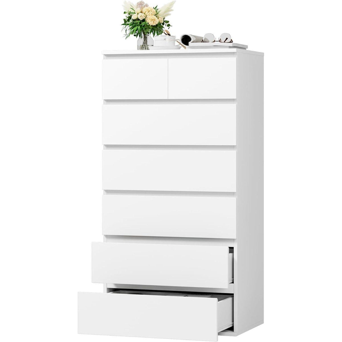 Weiße Kommode mit 7 Schubladen – Schlafzimmer Sideboard 60x40x119cm