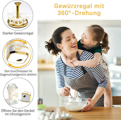 Marmorierter Gewürz Organizer mit 6 Gewürzgläsern 120ml und