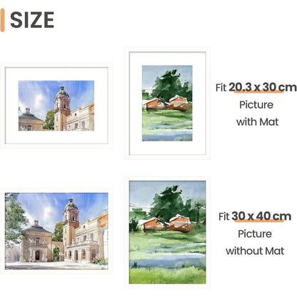 3er Pack 30x40 Bilderrahmen Weiß 30x40cm - Hochwertiges Set