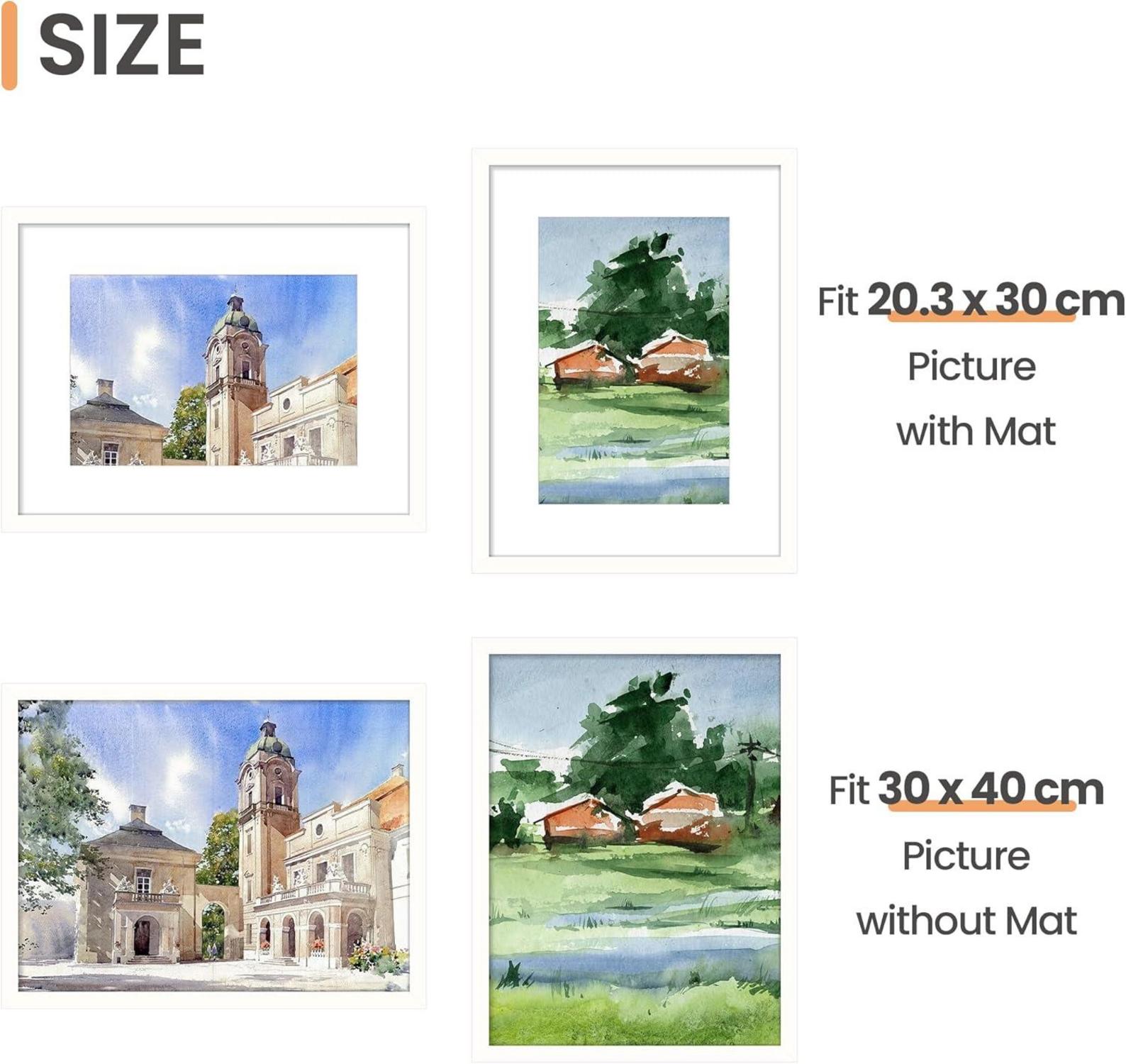 3er Pack 30x40 Bilderrahmen Weiß 30x40cm - Hochwertiges Set