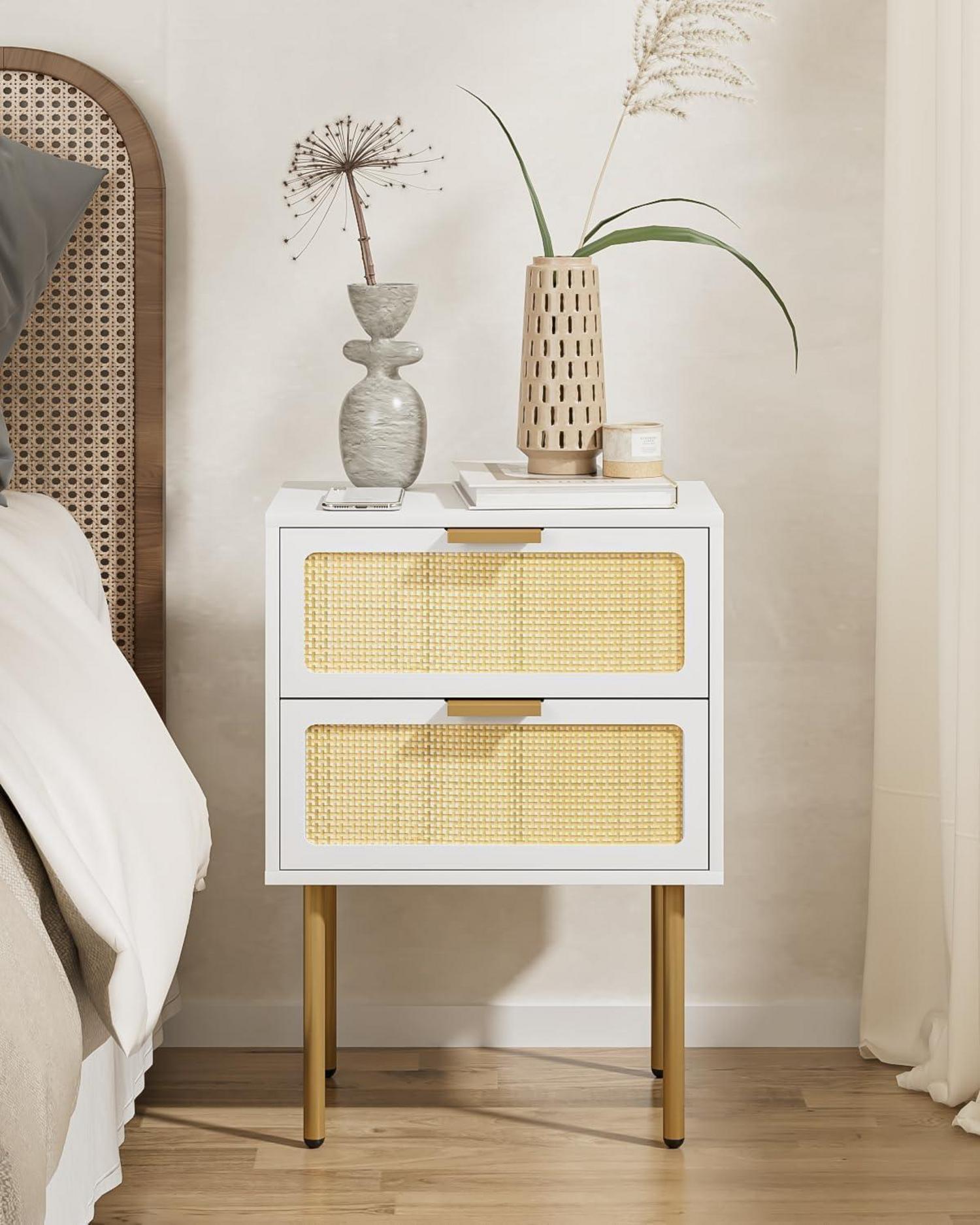 Rattan Nachttisch Schlafzimmer Kommode 2 Schubladen