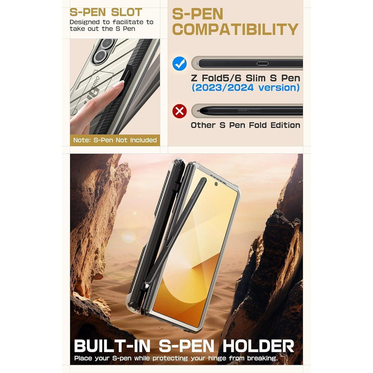 Galaxy Z Fold 6 Hülle mit S Pen Halter & Displayschutz