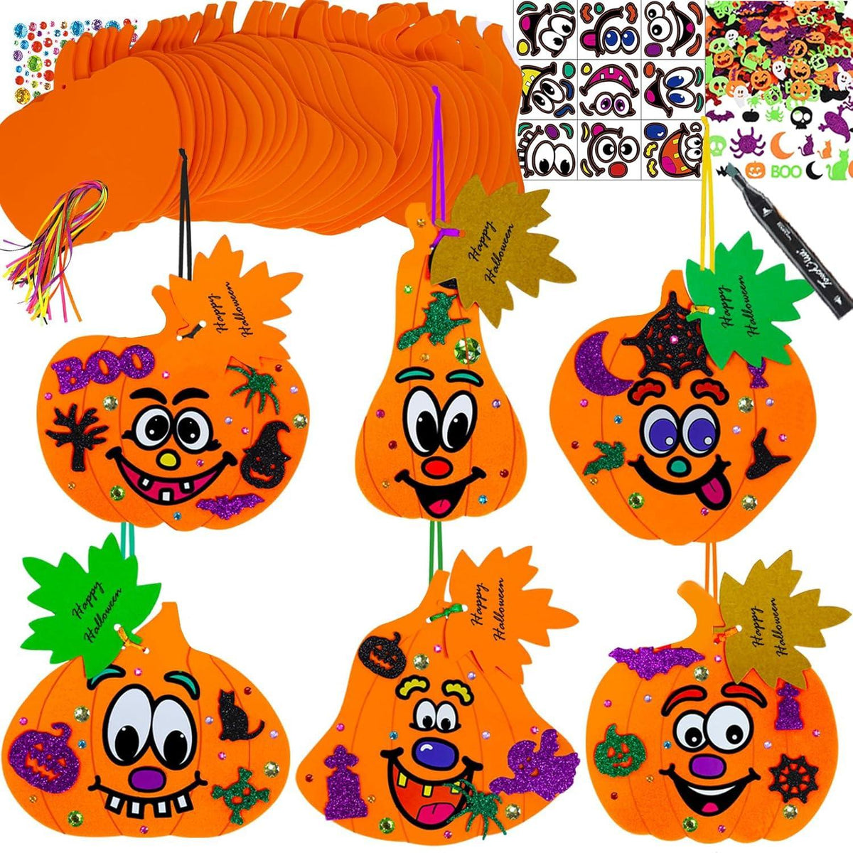 DIY Halloween Kürbis Bastelset für Kinder - 12 Stück