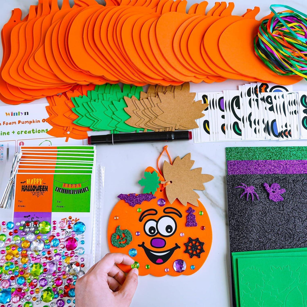 DIY Halloween Kürbis Bastelset Kinder Herbst Deko 12 Stück