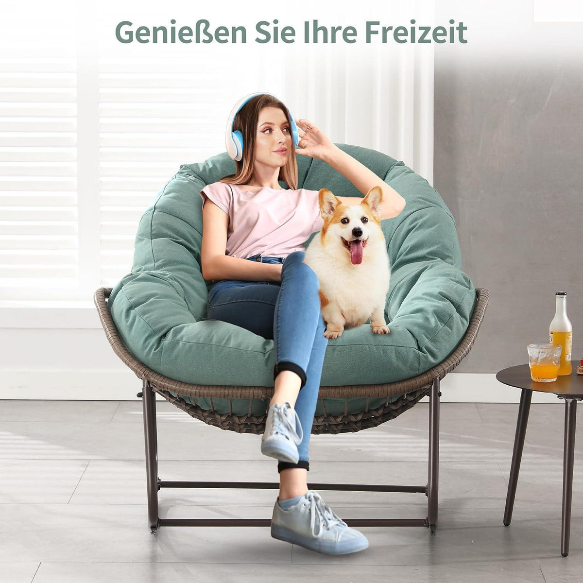 Papasan Schaukelstuhl - Bequemer Sitz für Terrasse & Wohnzimmer