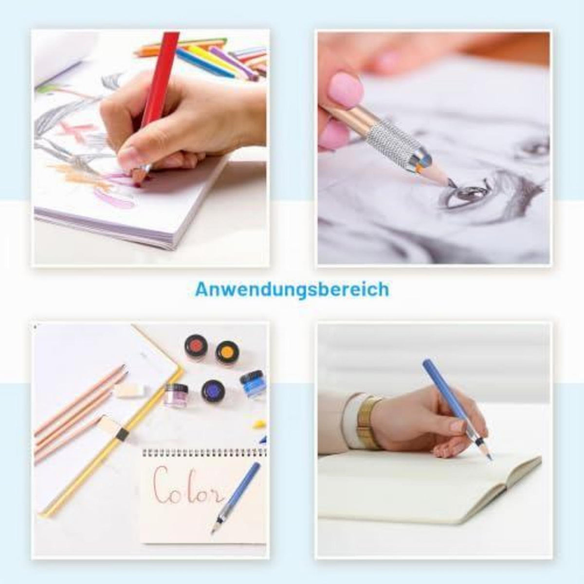 Bleistiftverlängerung Metall 2er Set Blau – Für Bleistifte & Stifte