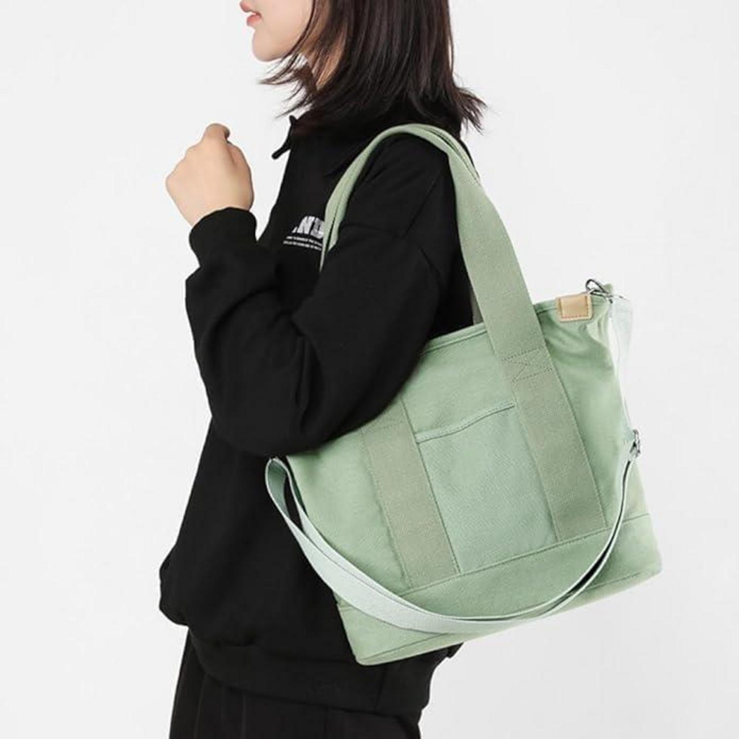 Canvas Damen Handtasche Umhängetasche Schultertasche Shopper Reißverschluss