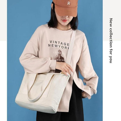 Handtasche Canvas Damen Umhängetasche mit Reißverschluss