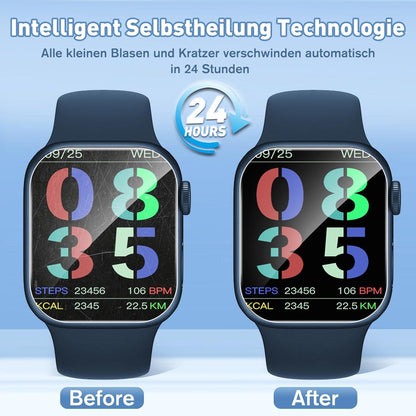 Agedate Panzerglas Apple Watch Series 9/8/7 41mm Schutzfolie 4 Stück TPU Displayschutz