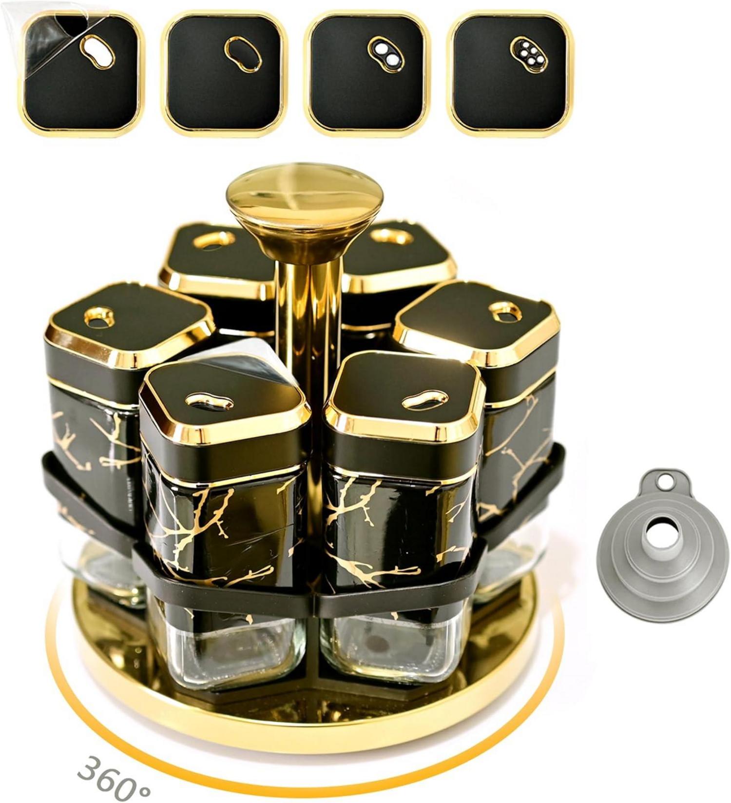 Marmorierter Gewürzregal Stehend 6 x 120ml Spice Rack aus Edelstahl