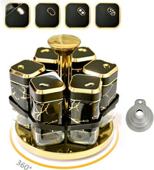 Marmorierter Gewürzregal Stehend 6 x 120ml Spice Rack aus Edelstahl