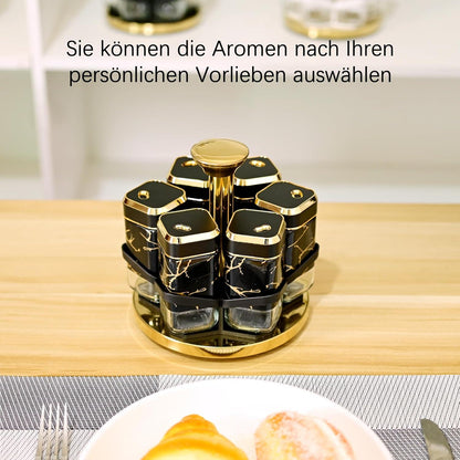 Marmorierter Gewürzregal Stehend 6 x 120ml Gewürzgläser 360° Drehbare