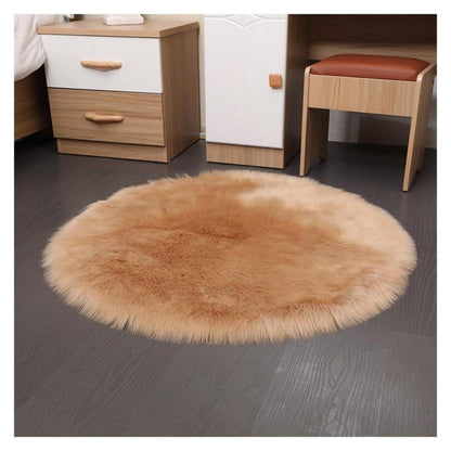 Runder Schaffellteppich Flauschig 110cm – Weicher Kunstfell Teppich