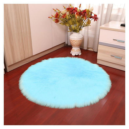 Runder Schaffellteppich Himmelblau – Flauschig & Weich 150x150cm