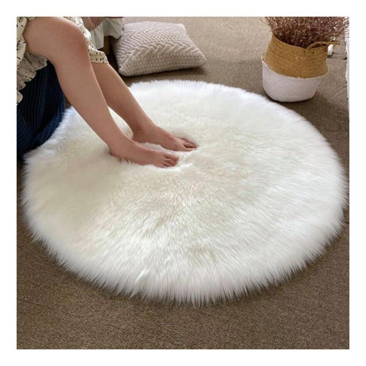 Runder Schaffellteppich Rosa – Flauschig, Weich & Rutschfest