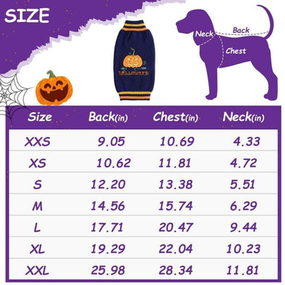 Hunde Halloween Pullover Kürbis Blau XXL - Bequemer Sweater für Hunde