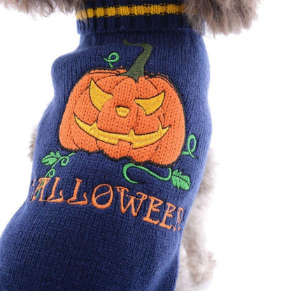 Hunde Halloween Pullover Kürbis Blau XXL - Bequemer Sweater für Hunde