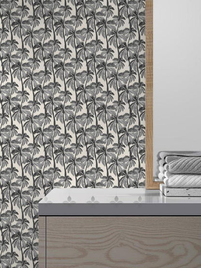 Selbstklebende Tapete Kokoswald Beige Schwarz 0.4W x 10L m