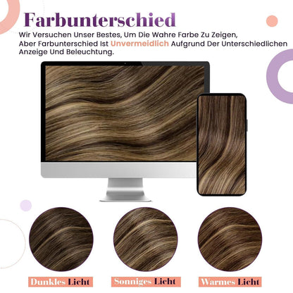 Clip-In Echthaar Extensions Braun Balayage Ombre