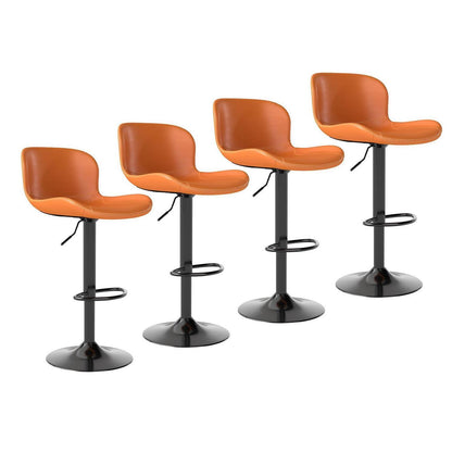 Verstellbarer Barhocker Set (4x) – Orange in Lederoptik