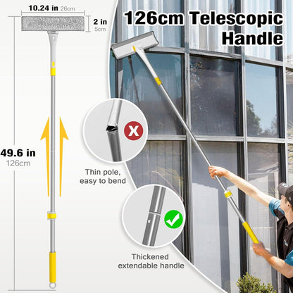 Teleskopischer Fensterputzer Set mit Squeegee und Mikrofasertuch 126 cm