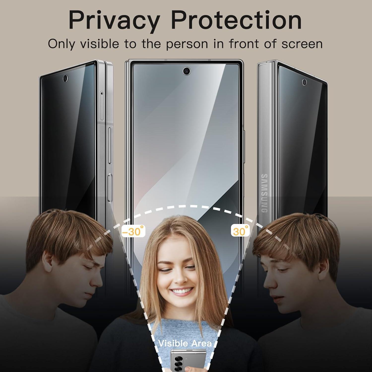 Samsung Galaxy Z Fold 6 Anti-Spy Schutzfolie 9H Glas - 2 Stück