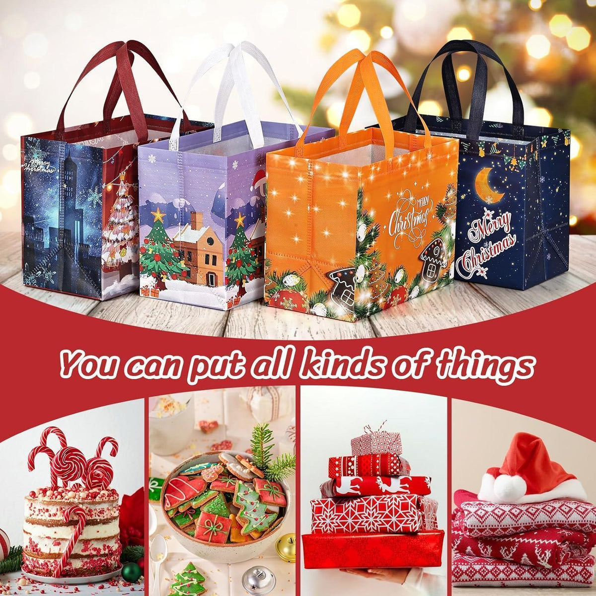 6x Weihnachtstaschen Groß mit Motiv