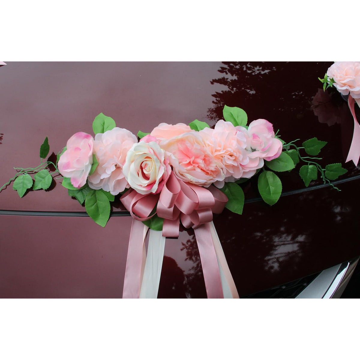Hochzeits Auto Deko Rosen Girlande - Romantische Blumen Dekoration