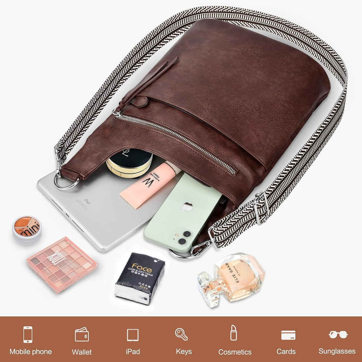 TEUEN Umhängetasche Damen Mittelgroß PU Leder Crossbody Bag
