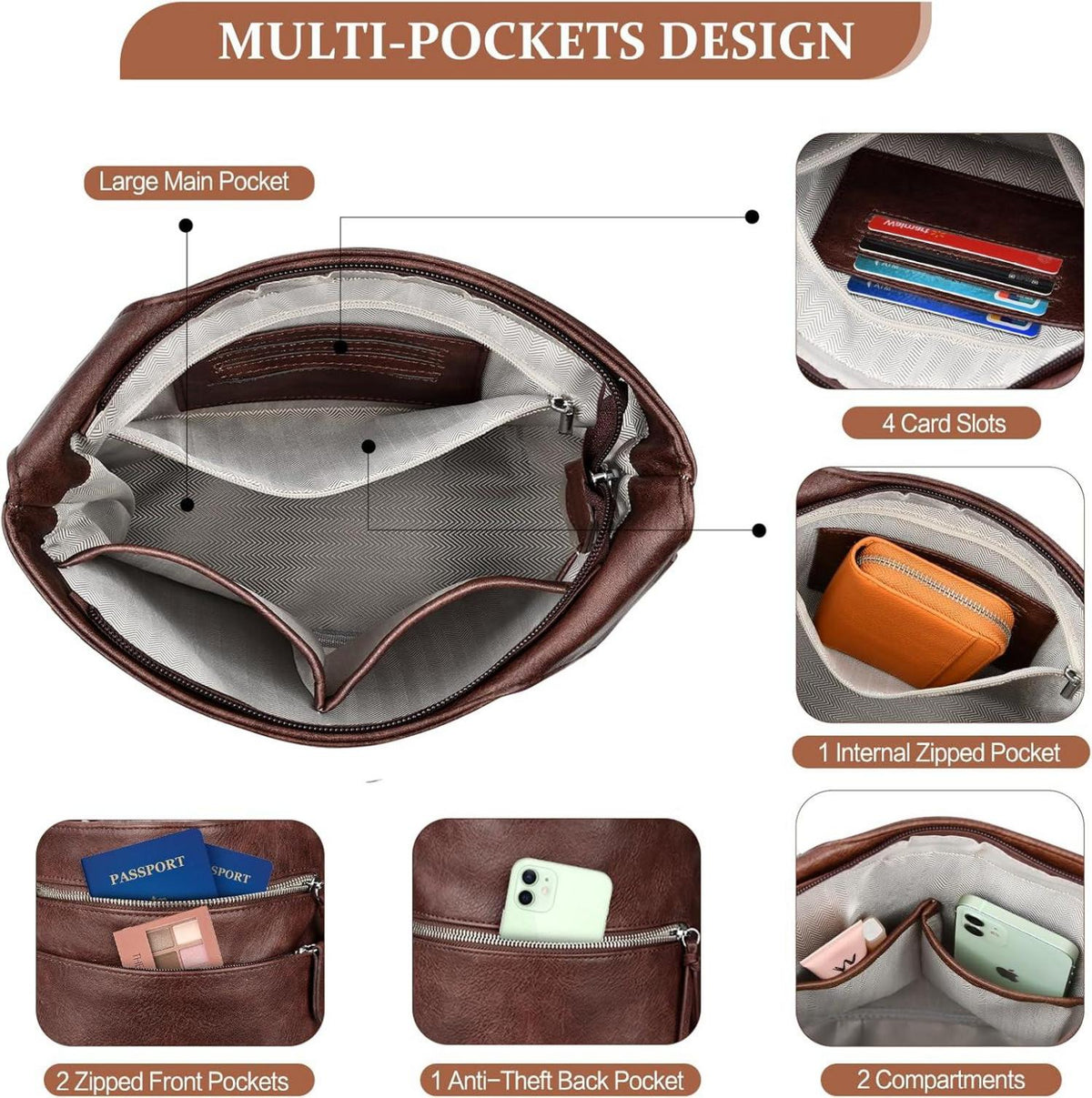 Umhängetasche Damen Mittelgroß PU Leder Crossbody Handtasche