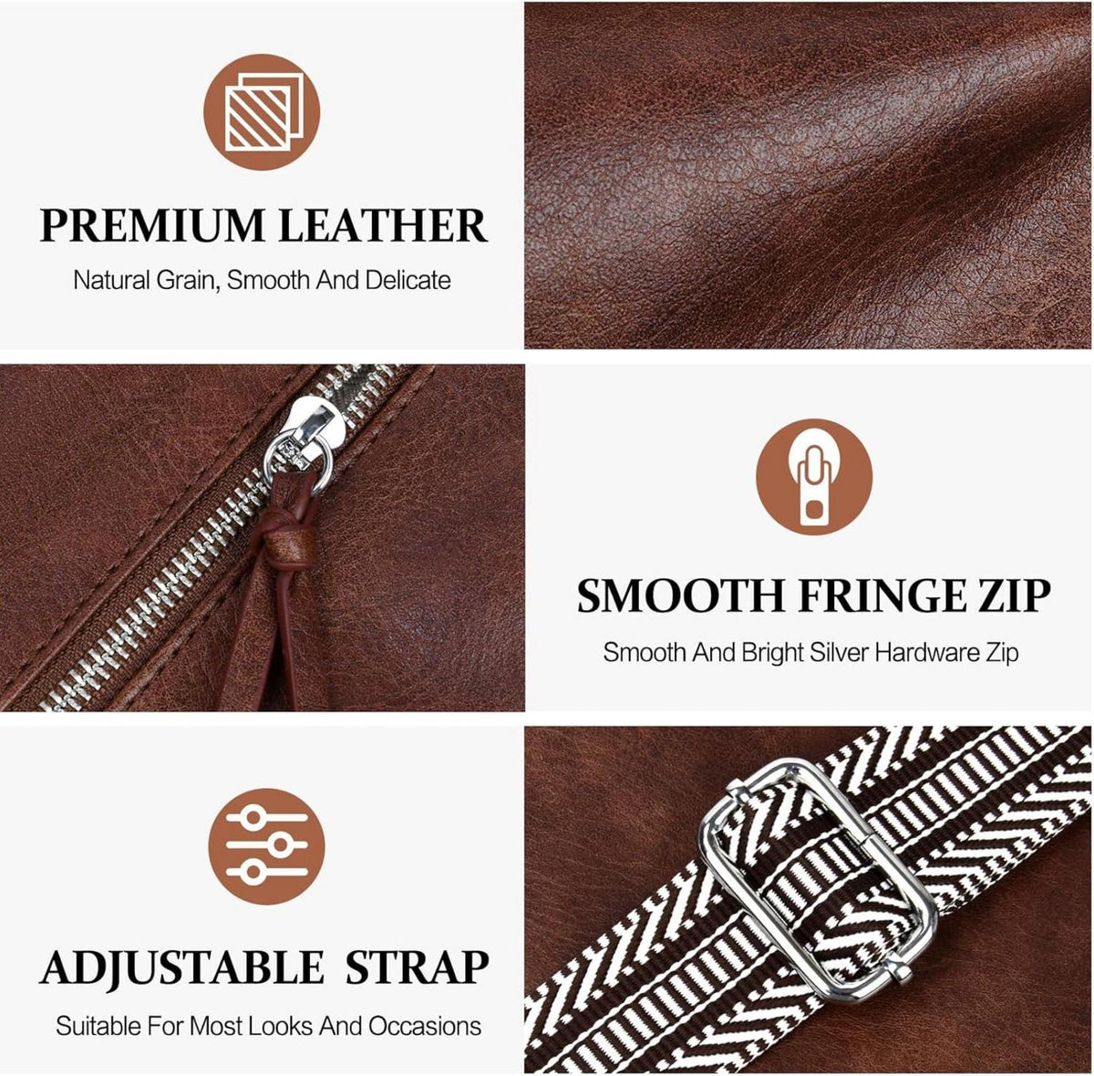 TEUEN Umhängetasche Damen Mittelgroß PU Leder Crossbody Bag