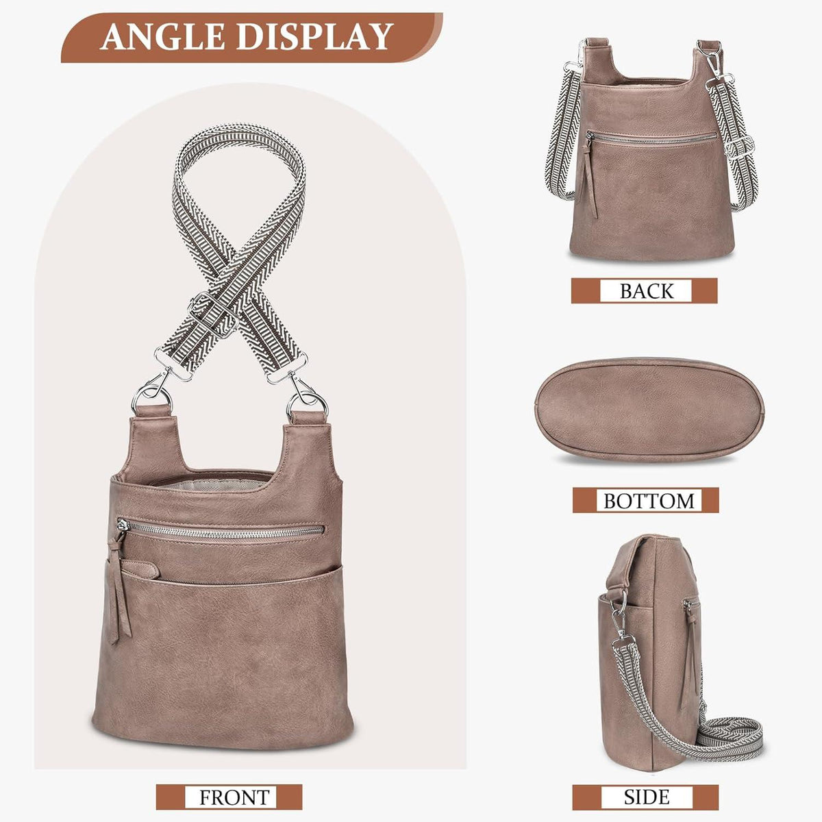 TEUEN Damen Umhängetasche Mittelgroß Stylisch PU Leder Crossbody Handtasche