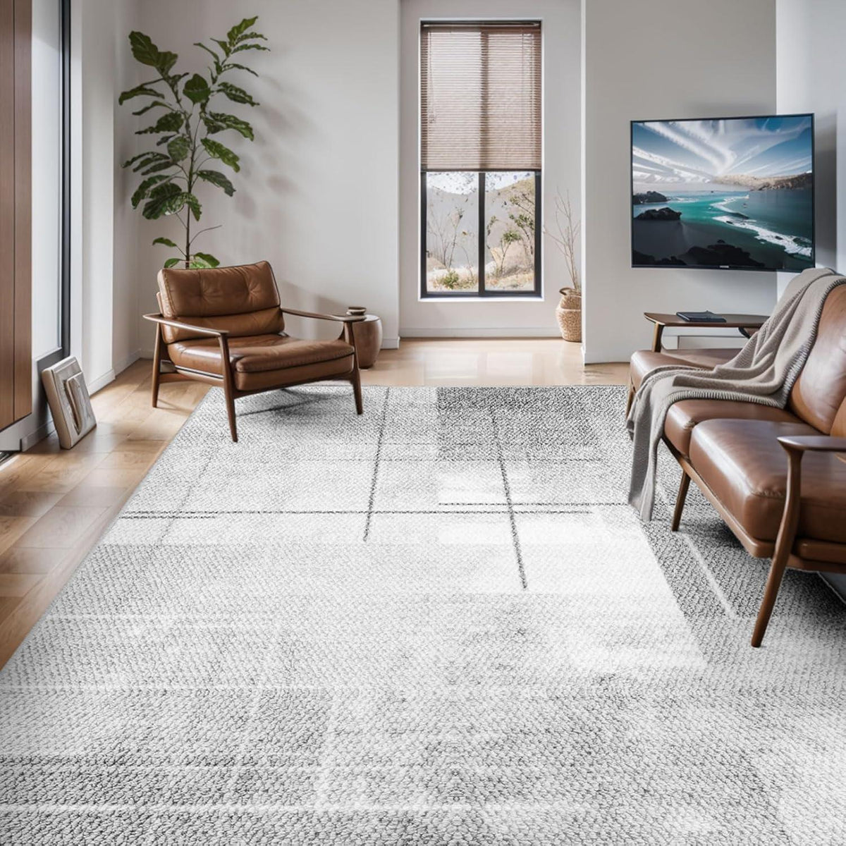 Moderner Teppich 120x170 Anti-Rutsch Waschbar Groß für Wohnzimmer