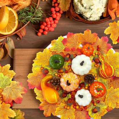 Halloween Deko Kürbis Ahornblätter Eicheln Set 170 Stück Herbstblätter