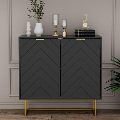 Sideboard 2er Set Schwarz – 160x40x77,5cm, Buffet & Co.