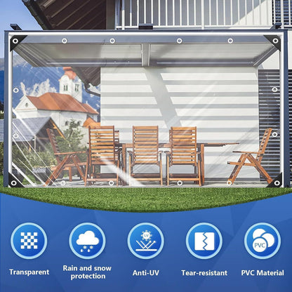 Transparente Abdeckplane 2x5m mit Ösen, 420g/m² PVC, Wasserdicht
