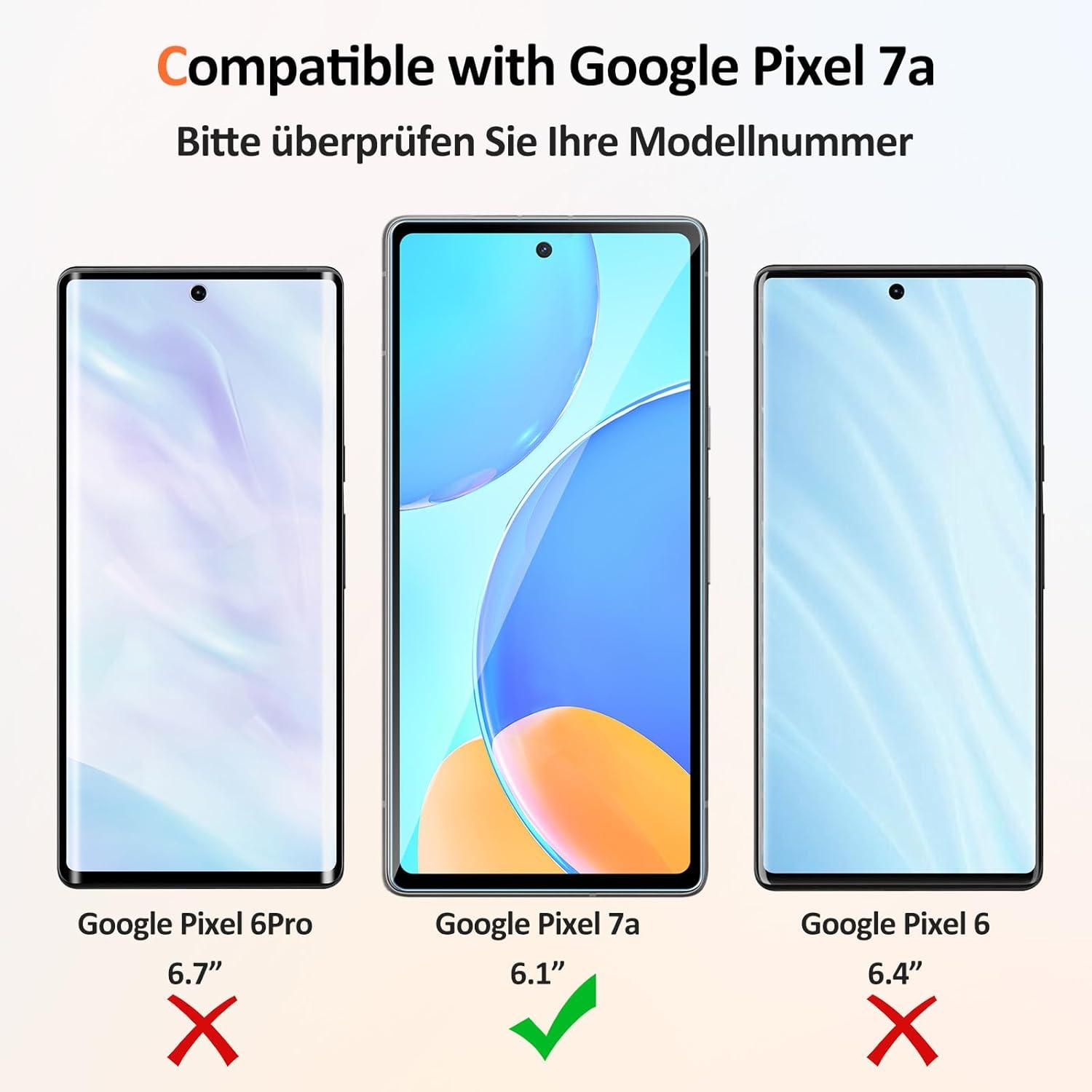 2er Set Panzerglas Google Pixel 7A 5G Displayschutzfolie, 9H