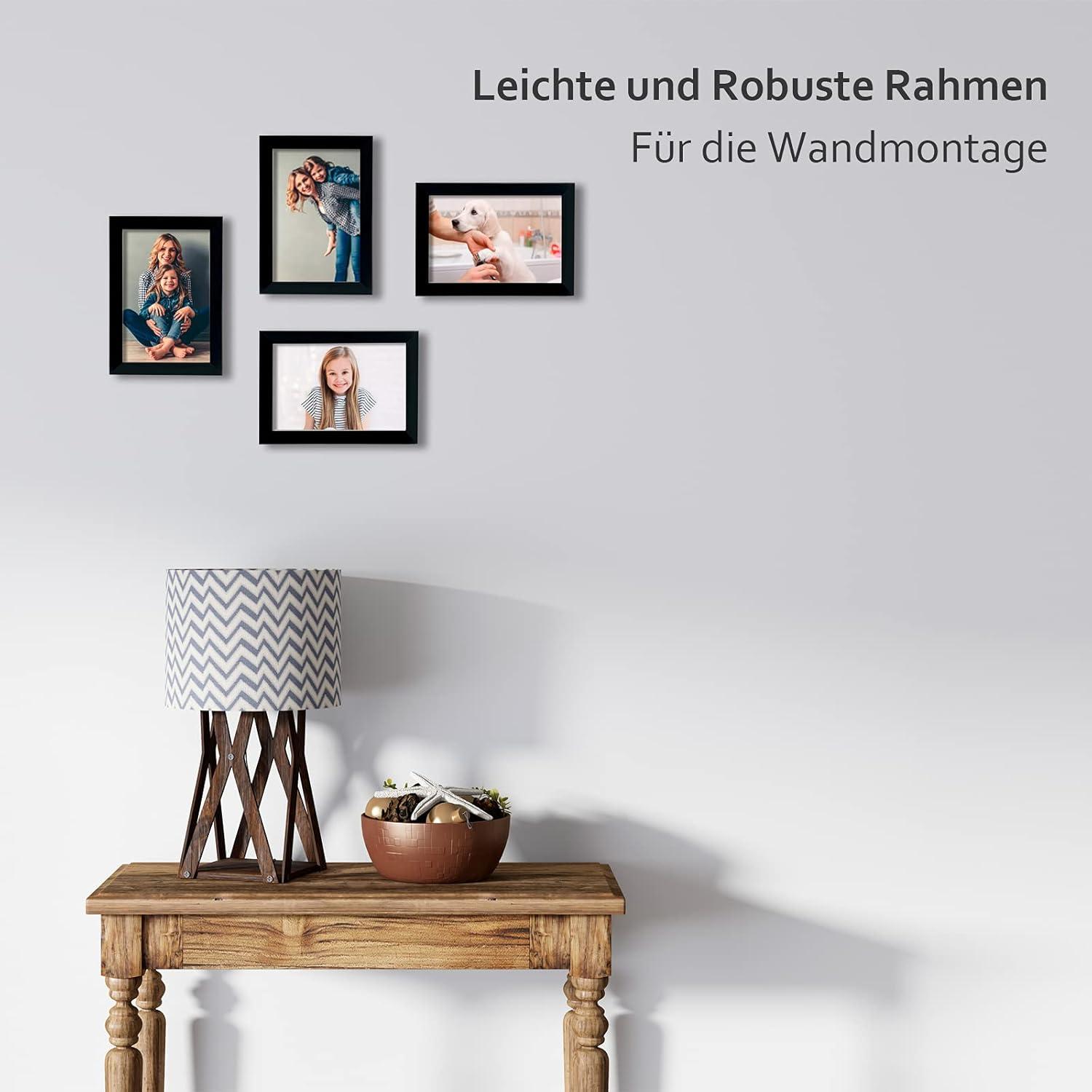 Egofine Bilderrahmen 10x15 Holzrahmen Acrylglas MDF Schwarz