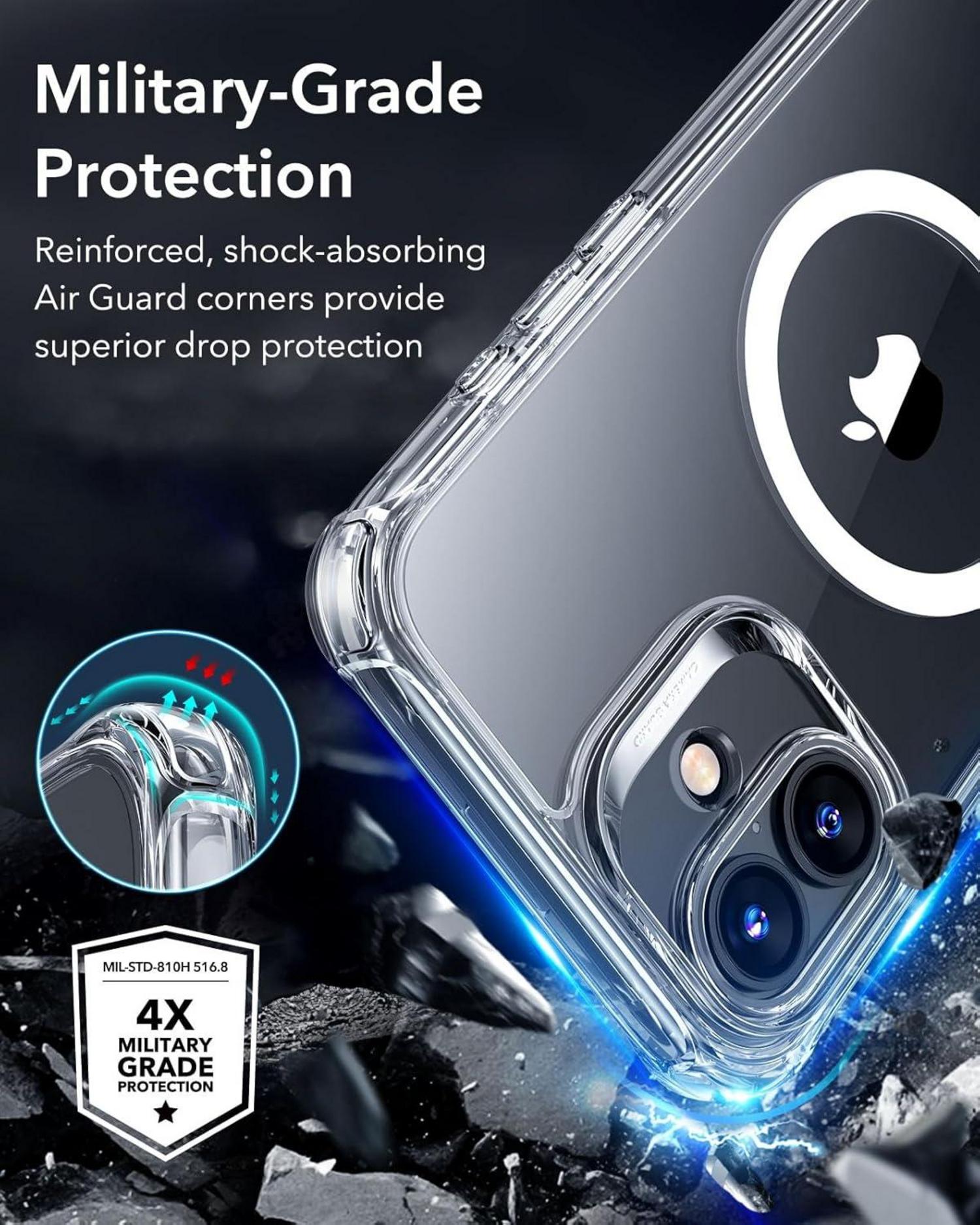 iPhone 16 Hülle Kompatibel mit MagSafe 360 Grad Militärnorm Stoßfest Klar