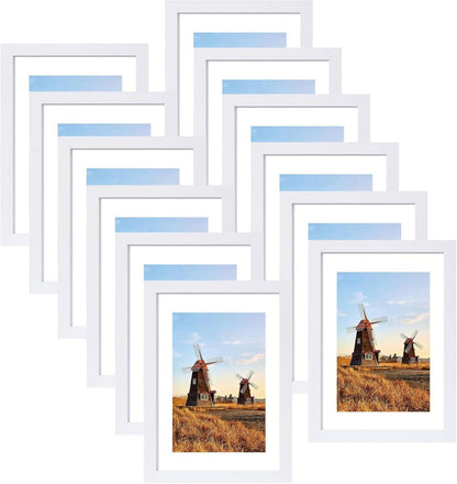 Bilderrahmen Set weiß Holz 10x15cm 12er Fotorahmen Posterrahmen
