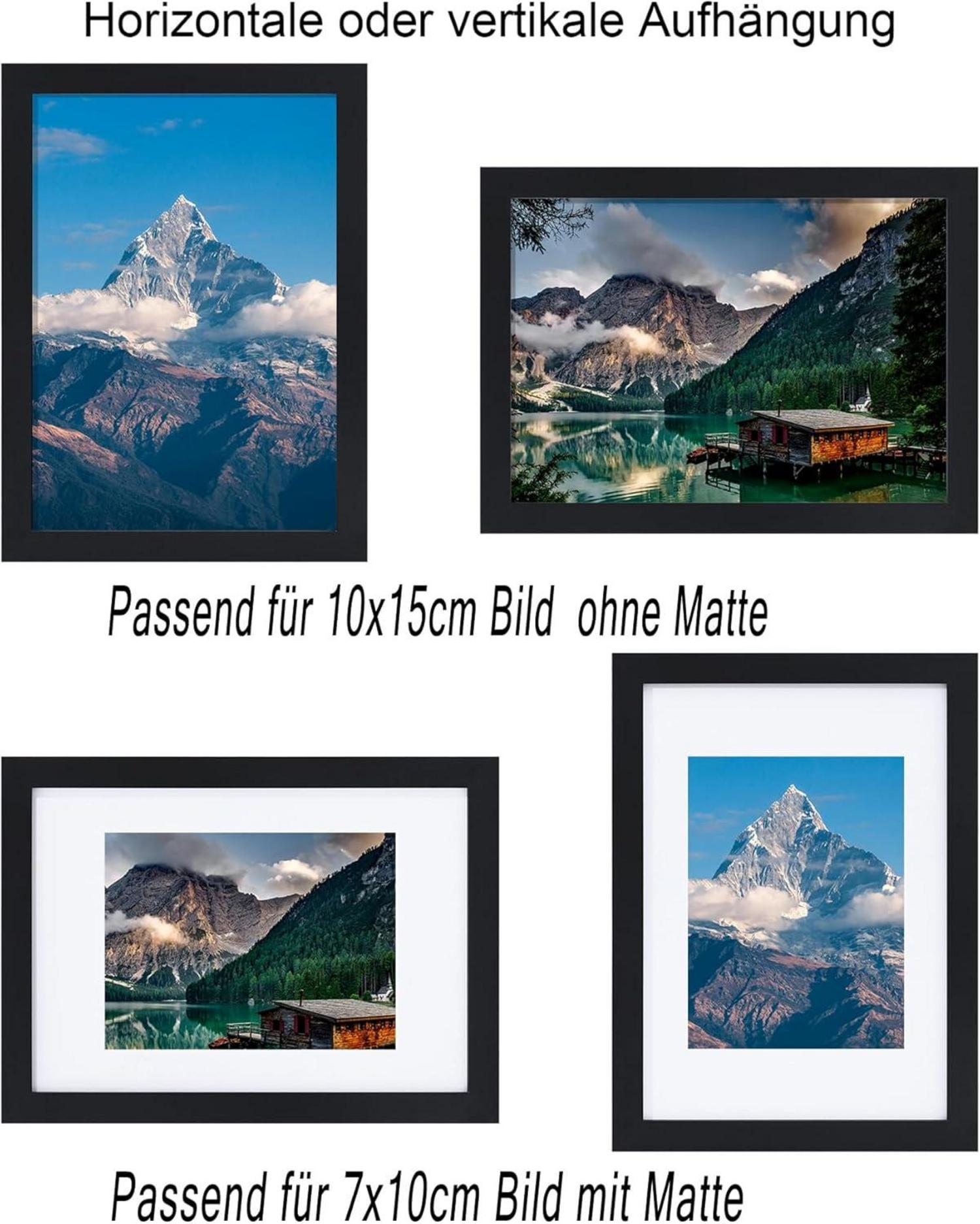 Bilderrahmen 10x15 cm 12er Set Holzrahmen mit Passepartout und