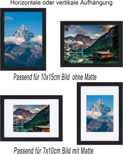 Bilderrahmen 10x15 cm 12er Set Holzrahmen mit Passepartout und