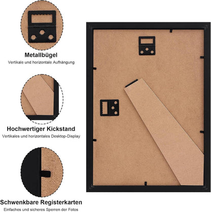 Bilderrahmen Set Fotorahmen Posterrahmen Holzrahmen Schwarz 13x18cm