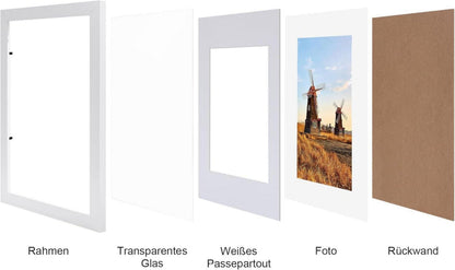Spotjoy Bilderrahmen 15x20 cm Weiß 12er Set Holzrahmen Acrylglas