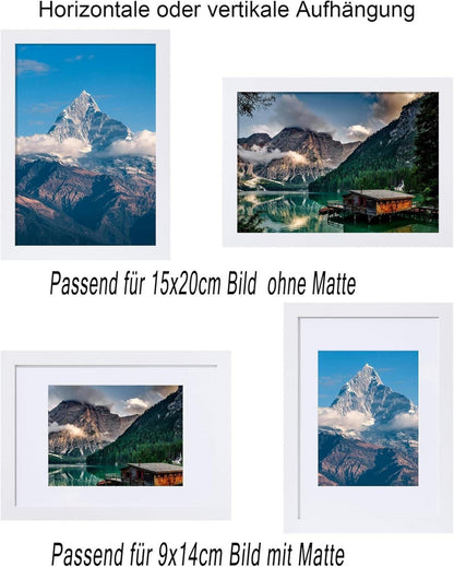 Bilderrahmen 15x20 cm 12er Set Holzrahmen mit Passepartout