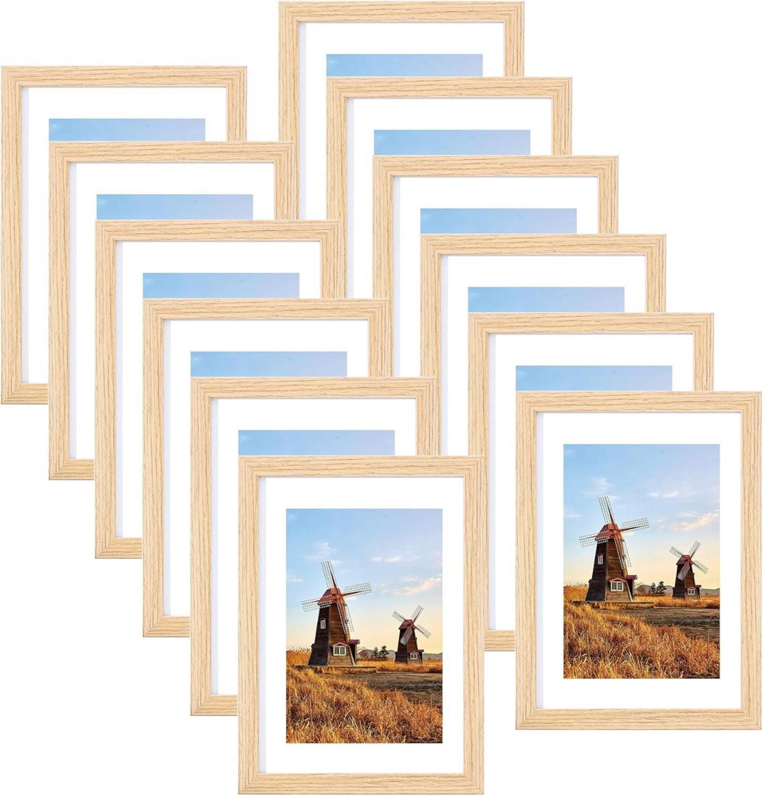 Fotorahmen Set 12er 13x18cm Holz Bilderrahmen Passepartout Acrylglas