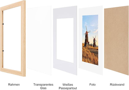 Bilderrahmen 15x20 cm 12er Set Holzrahmen mit Passepartout und Acrylglas